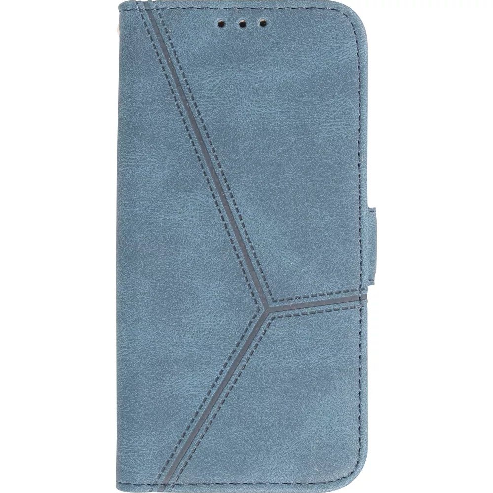 iPhone 14 Pro Max Case Hülle - Flip Geometrisch - Blau komplett