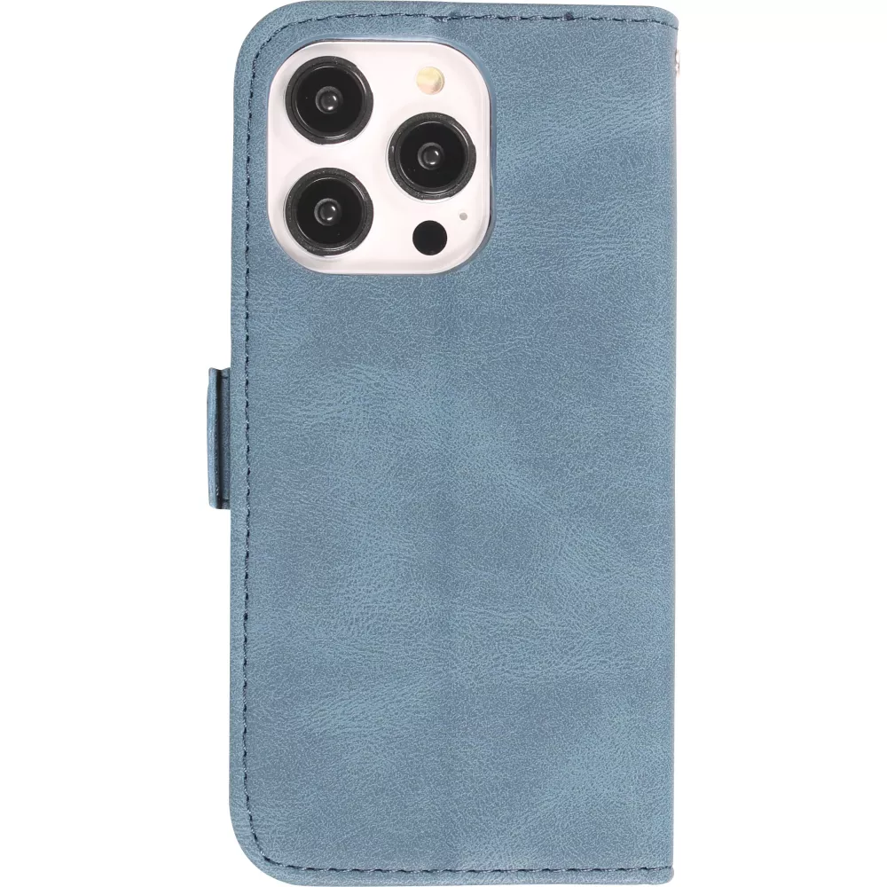 iPhone 14 Pro Max Case Hülle - Flip Geometrisch - Blau komplett