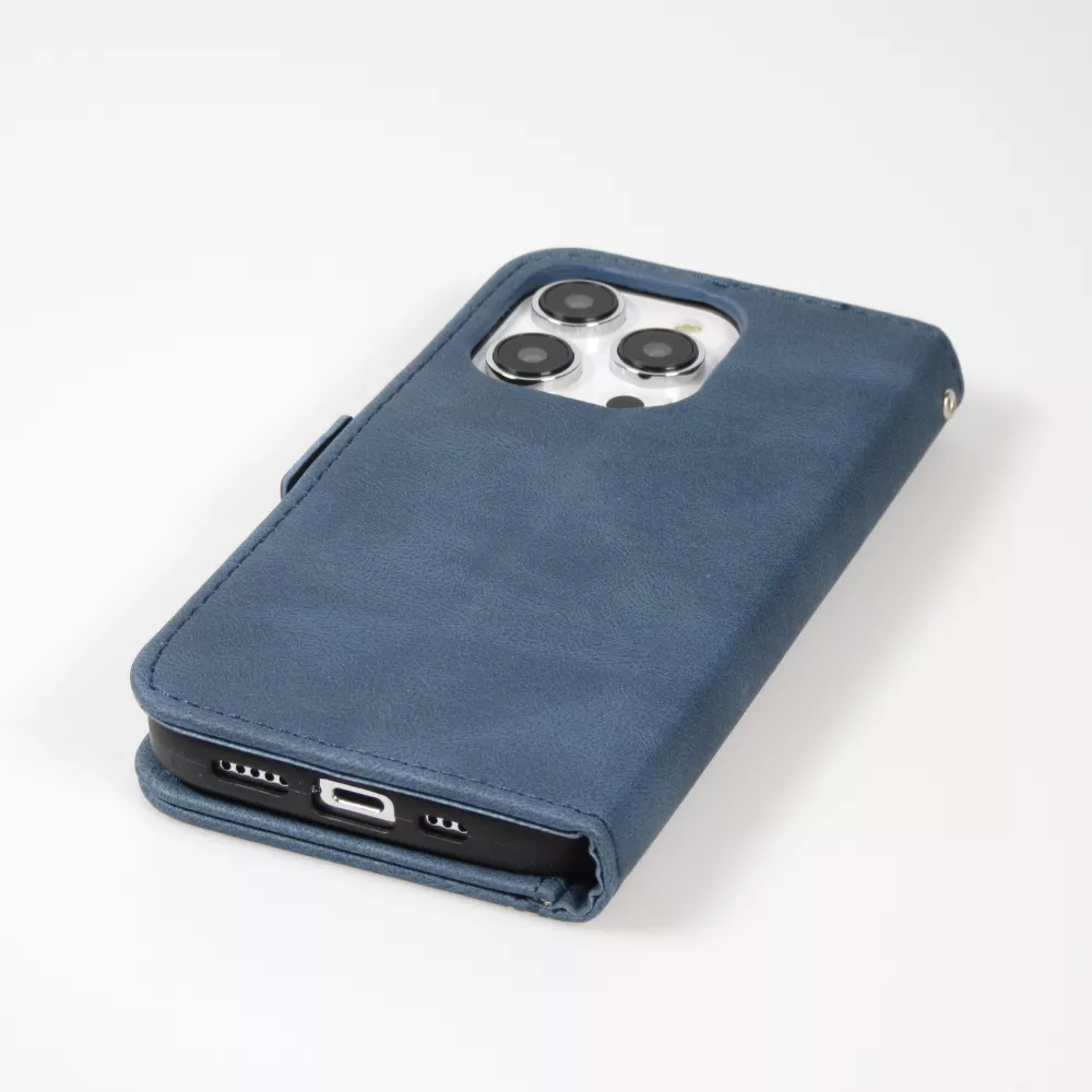 iPhone 14 Pro Max Case Hülle - Flip Geometrisch - Blau komplett