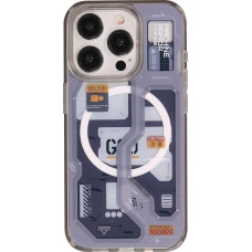 Coque iPhone 14 Pro Max - Gel silicone Machine Armor Type-G20 MagSafe - Bleu foncé