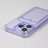 Coque iPhone 14 Pro Max - Gel silicone bumper super flexible avec porte-carte transparent - Violet