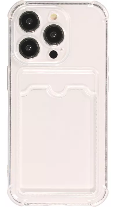 Coque iPhone 14 Pro - Gel silicone bumper super flexible avec porte-carte transparent