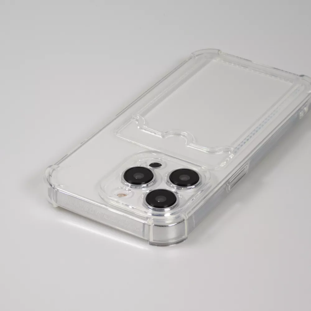 Coque iPhone 14 Pro - Gel silicone bumper super flexible avec porte-carte transparent