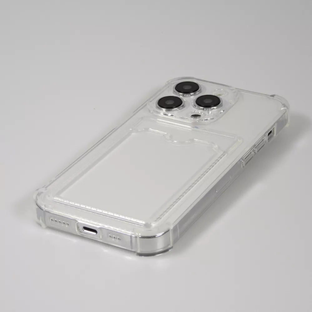 Coque iPhone 14 Pro - Gel silicone bumper super flexible avec porte-carte transparent