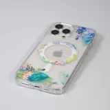 iPhone 16 Pro Case Hülle - Gummi Silikon steif mit MagSafe Frühlings Blumen - Transparent