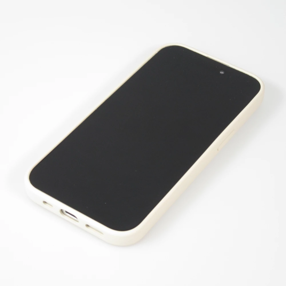 Coque iPhone 14 Pro - Gel silicone souple - Relaxed Cat - Beige