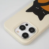 Coque iPhone 14 Pro - Gel silicone souple - Relaxed Cat - Beige