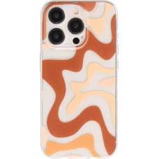 Coque iPhone 14 Pro - Gel silicone vagues color&eacute;es - Caf&eacute; Mocha