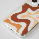 Coque iPhone 14 Pro - Gel silicone vagues color&eacute;es - Caf&eacute; Mocha