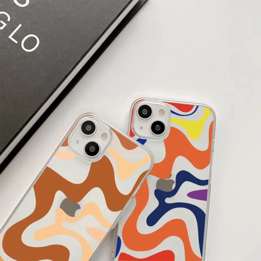 Coque iPhone 14 Pro - Gel silicone vagues color&eacute;es - Caf&eacute; Mocha