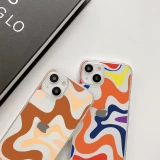Coque iPhone 14 Pro - Gel silicone vagues color&eacute;es - Caf&eacute; Mocha