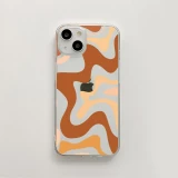 Coque iPhone 14 Pro - Gel silicone vagues color&eacute;es - Caf&eacute; Mocha