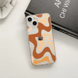 Coque iPhone 14 Pro - Gel silicone vagues color&eacute;es - Caf&eacute; Mocha