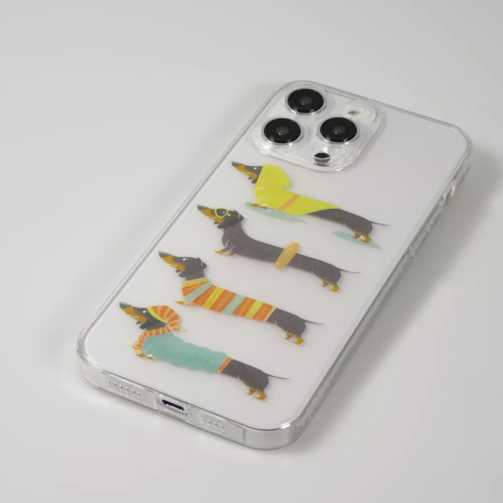 iPhone 15 Case Hülle - Silikon transparent Gummi Dogs 4 Season - Transparent