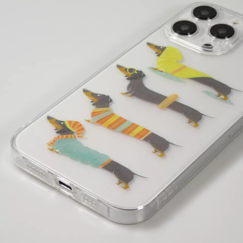 iPhone 15 Case Hülle - Silikon transparent Gummi Dogs 4 Season - Transparent