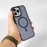 Coque iPhone 13 Pro - Jelly cover glass semi-transparente MagSafe - Navy blue