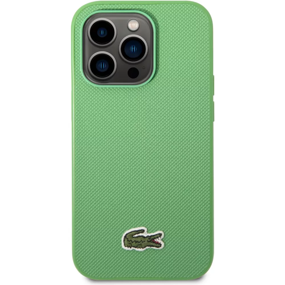 iPhone 14 Pro Max Case Hülle - Lacoste Petit Piqué Effekt mit MagSafe und gesticktem Logo-Patch - Grün