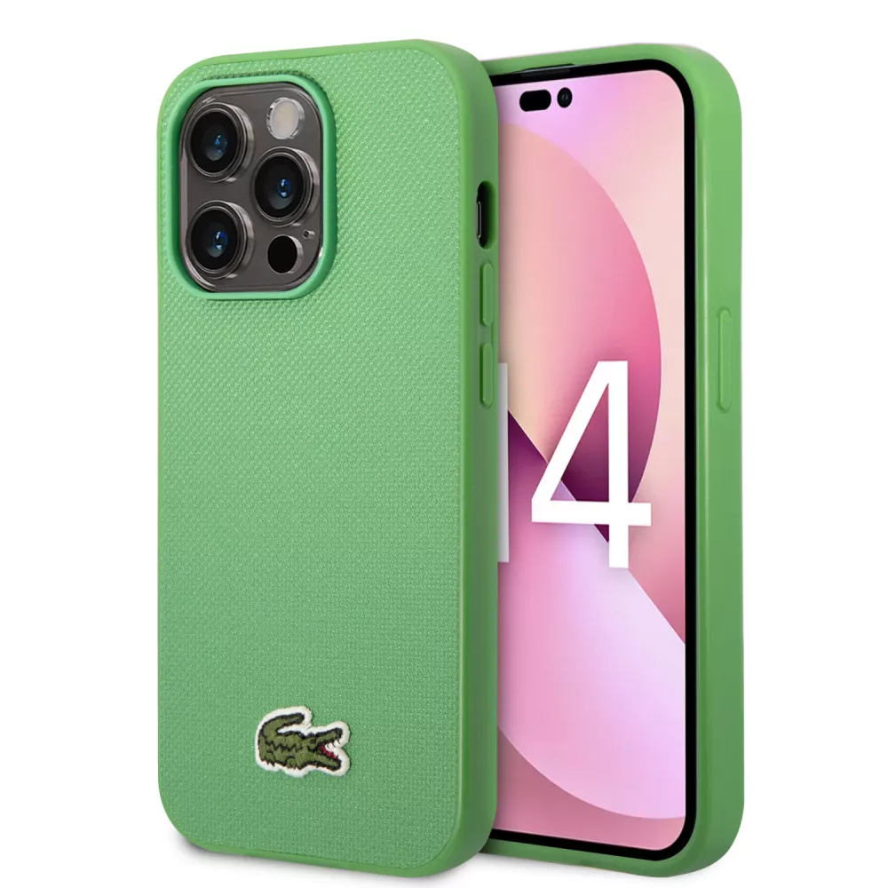 iPhone 14 Pro Max Case Hülle - Lacoste Petit Piqué Effekt mit MagSafe und gesticktem Logo-Patch - Grün