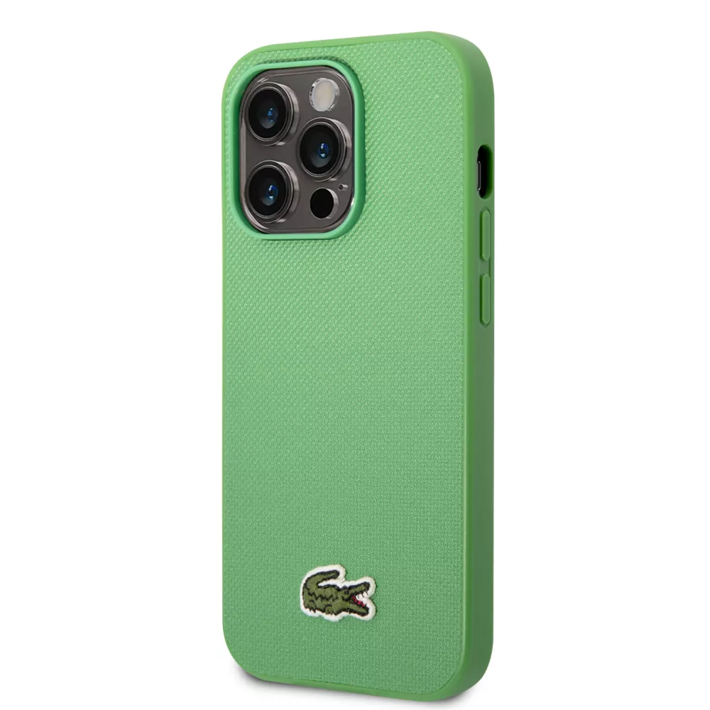 iPhone 14 Pro Max Case Hülle - Lacoste Petit Piqué Effekt mit MagSafe und gesticktem Logo-Patch - Grün