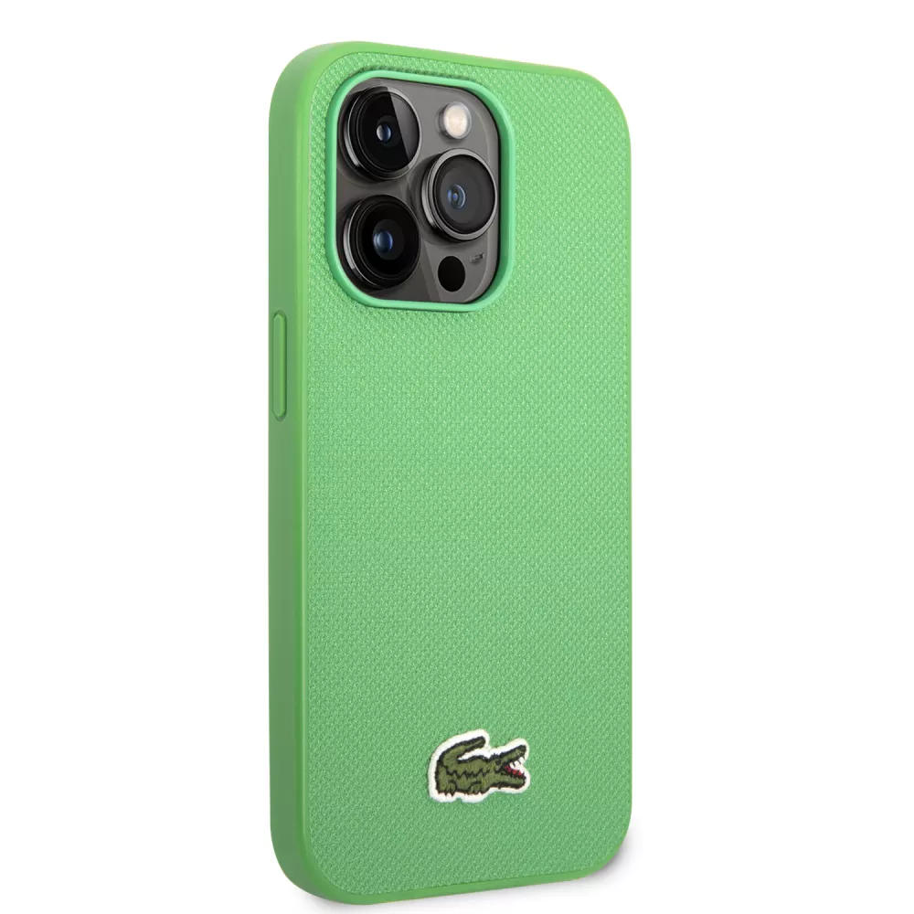 iPhone 14 Pro Max Case Hülle - Lacoste Petit Piqué Effekt mit MagSafe und gesticktem Logo-Patch - Grün