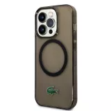 Coque iPhone 14 Pro - Lacoste gel laqué transparent avec MagSafe - Noir