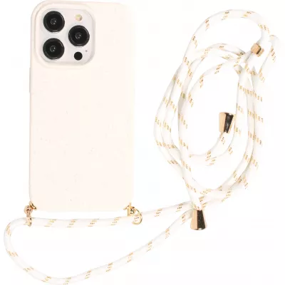 Coque iPhone 16 Pro Max - Bio Eco-Friendly nature avec cordon collier - Blanc