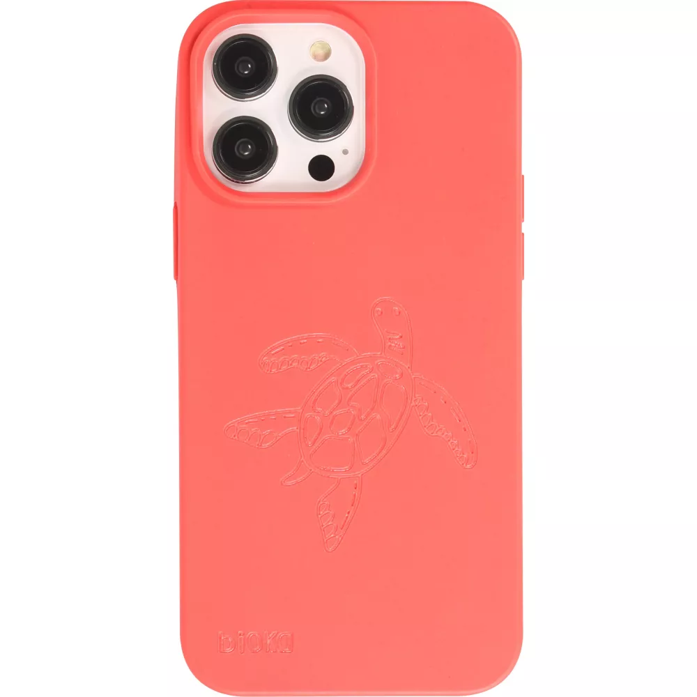 Coque iPhone 14 Pro Max - Bioka biodégradable et compostable Eco-Friendly - Esprit de la tortue - Rouge