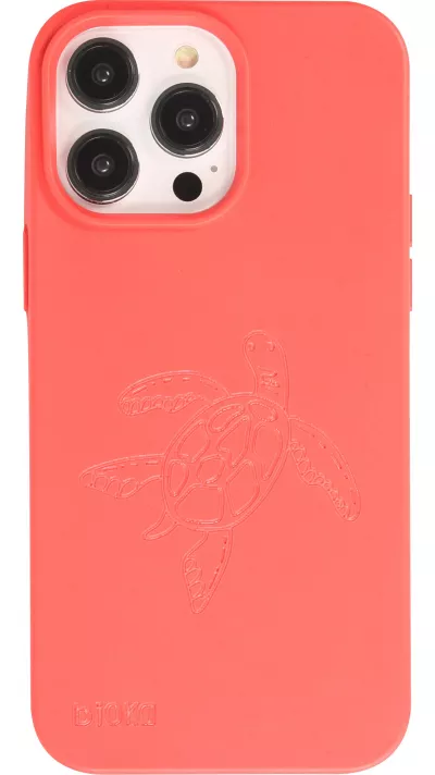 Coque iPhone 14 Pro Max - Bioka biodégradable et compostable Eco-Friendly - Esprit de la tortue - Rouge