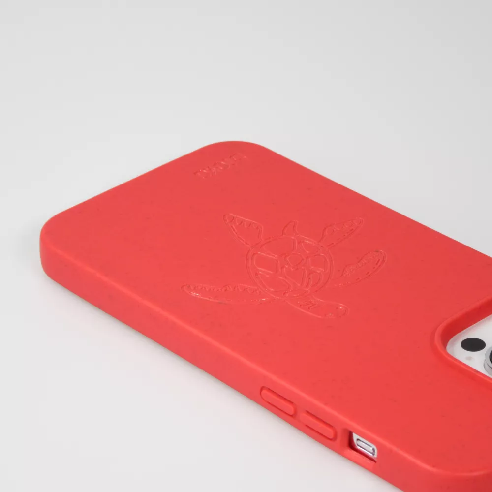 Coque iPhone 14 Pro Max - Bioka biodégradable et compostable Eco-Friendly - Esprit de la tortue - Rouge
