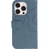 Coque iPhone 14 Pro - Flip classical elegant fine lines - Bleu
