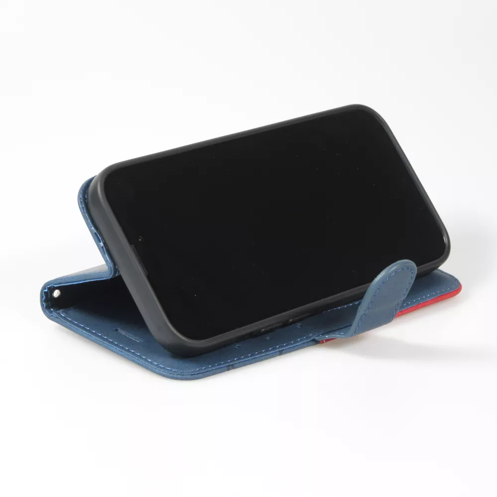 Coque iPhone 14 Pro - Flip classical elegant fine lines - Bleu