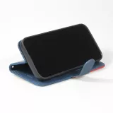 Coque iPhone 14 Pro - Flip classical elegant fine lines - Bleu