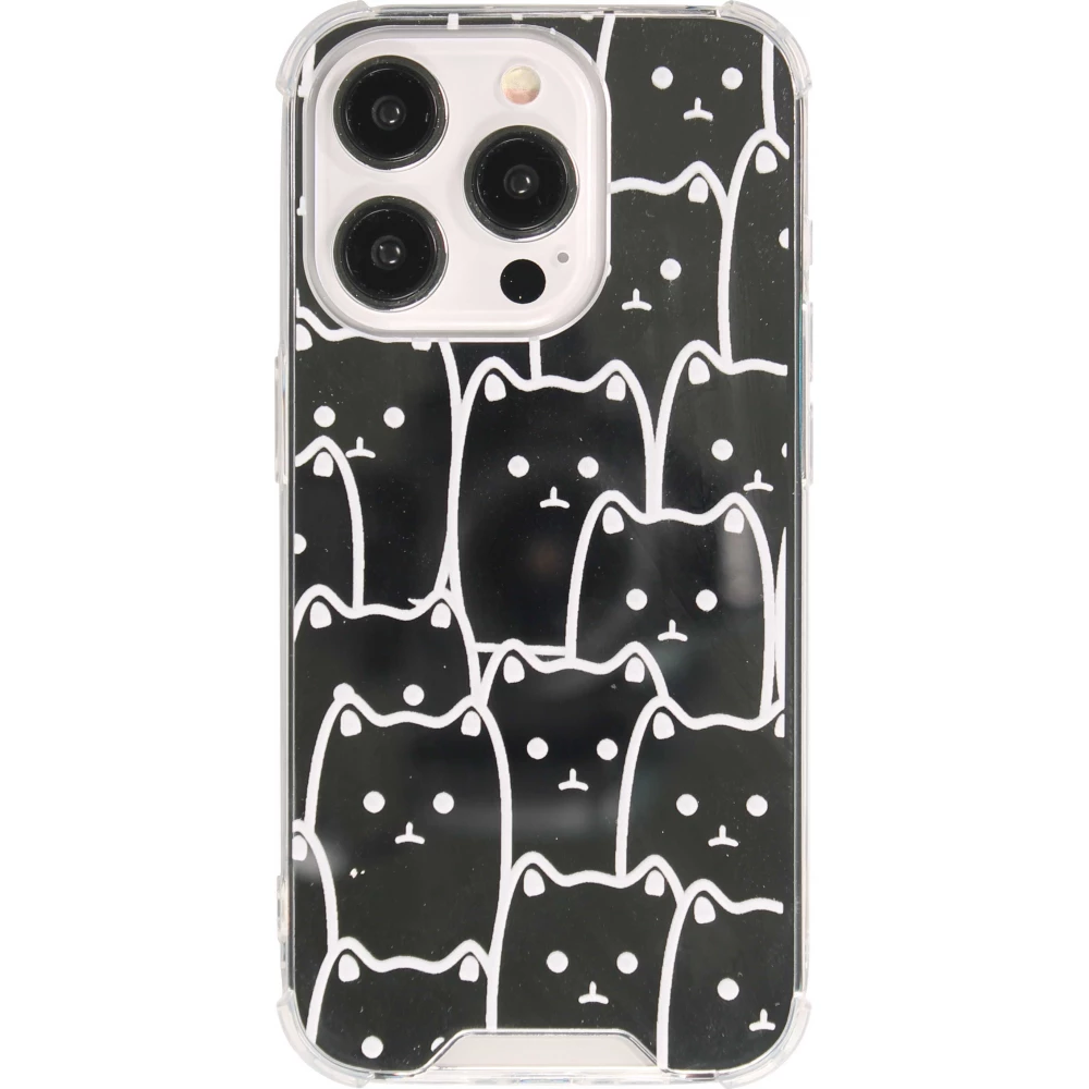 Coque iPhone 15 Pro - Gel bumper chat miroir - Transparent
