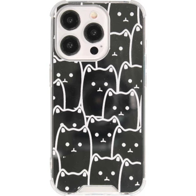 Coque iPhone 15 Pro - Gel bumper chat miroir - Transparent