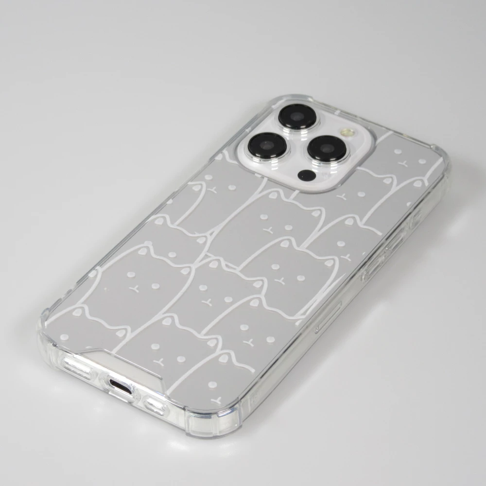Coque iPhone 15 Pro - Gel bumper chat miroir - Transparent