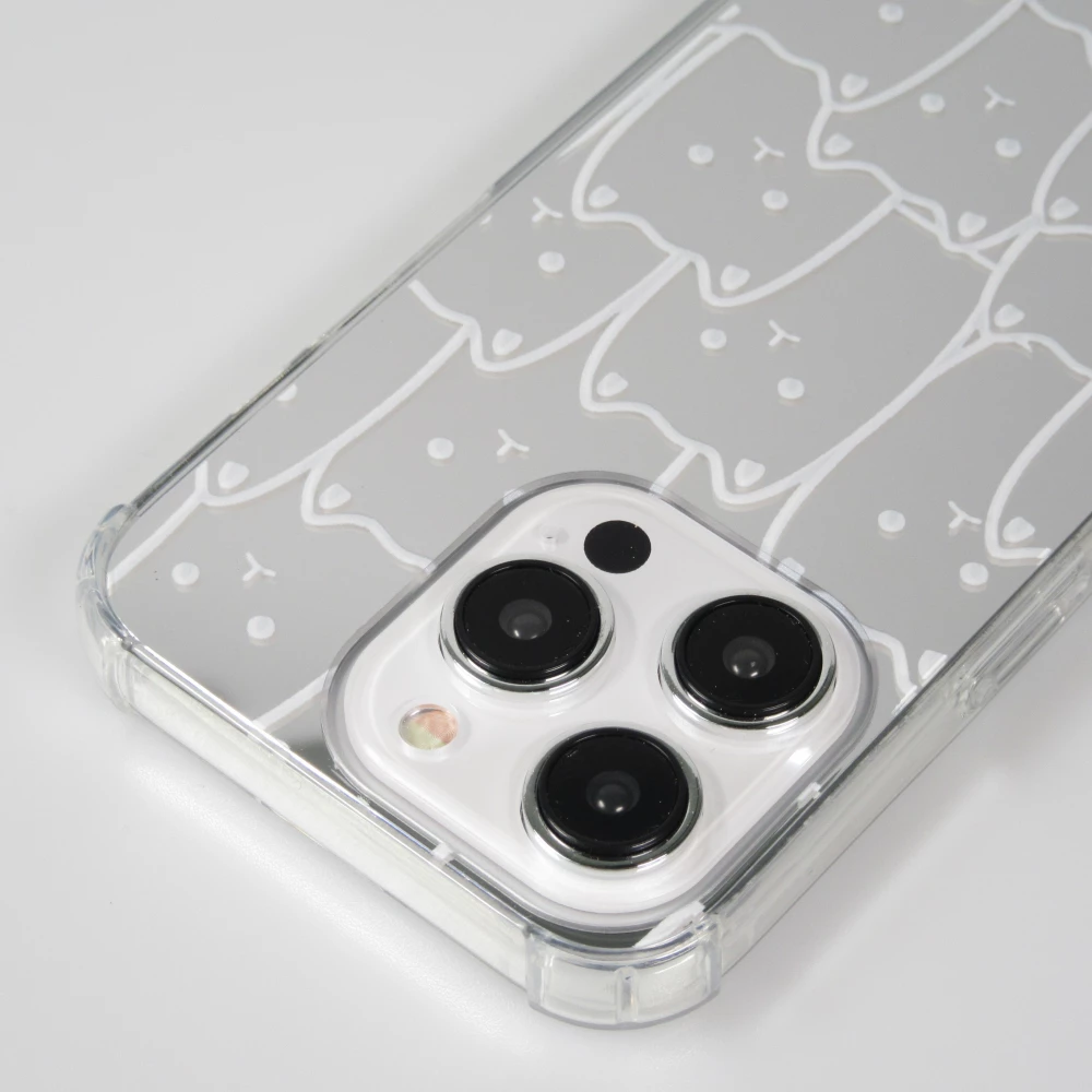 Coque iPhone 15 Pro - Gel bumper chat miroir - Transparent