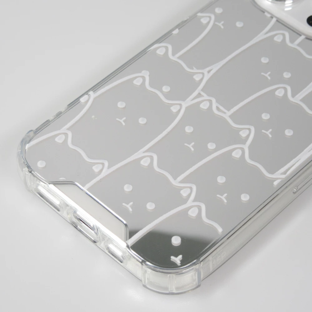 Coque iPhone 15 Pro - Gel bumper chat miroir - Transparent