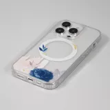 Coque iPhone 16 Pro - Gel silicone rigide avec MagSafe rose bleue - Transparent