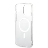 iPhone 14 Pro Max Case Hülle - Guess 2 in 1 Monogramm lackiert mit goldenem Magsafe und kabellosem Ladegerät - Braun