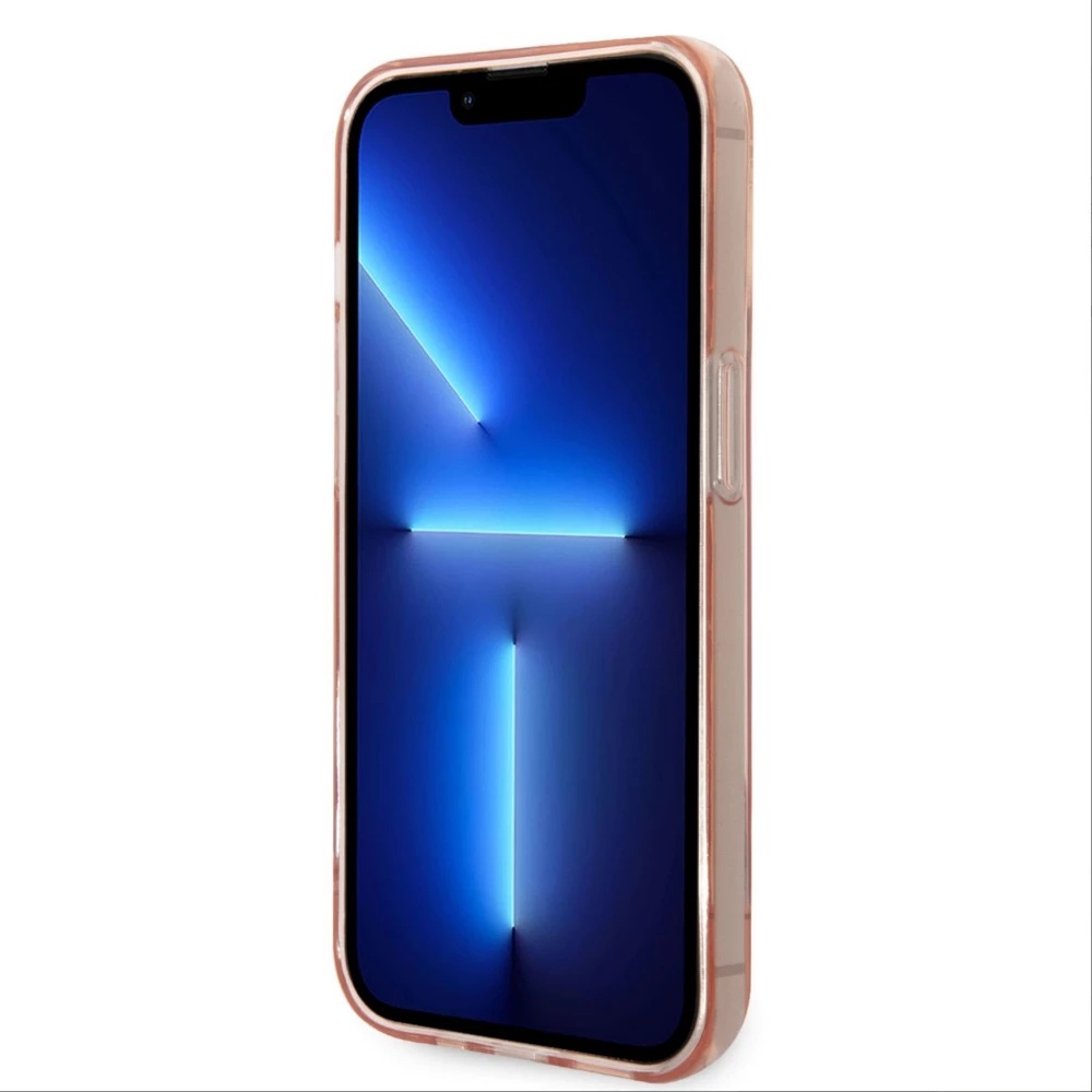 Coque iPhone 14 Pro Max - Guess gel rigid cam&eacute;ra outline transparent - Rose