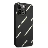 Coque iPhone 14 Pro Max - Karl Lagerfeld similicuir grainé avec répétition de logos imprimés - Noir
