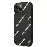 Coque iPhone 14 Pro Max - Karl Lagerfeld similicuir grainé avec répétition de logos imprimés - Noir