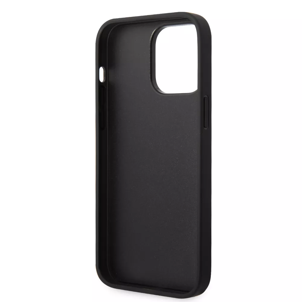 Coque iPhone 14 Pro Max - Karl Lagerfeld similicuir grainé avec répétition de logos imprimés - Noir