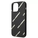 Coque iPhone 14 Pro Max - Karl Lagerfeld similicuir grainé avec répétition de logos imprimés - Noir