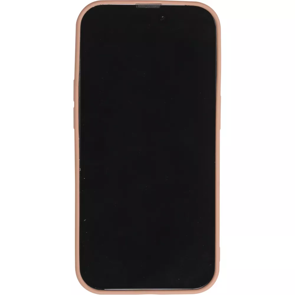 iPhone 16 Pro Case Hülle - Silikon matt Herzdesign gold - Braun