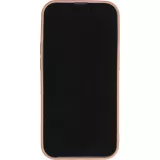 iPhone 16 Pro Case Hülle - Silikon matt Herzdesign gold - Braun