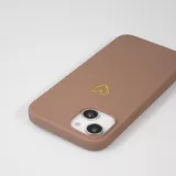 iPhone 16 Pro Case Hülle - Silikon matt Herzdesign gold - Braun