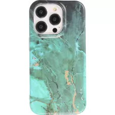 iPhone 14 Pro Max Case Hülle - Mattes Silikon mit aufgedrucktem Marmoreffekt - Grün