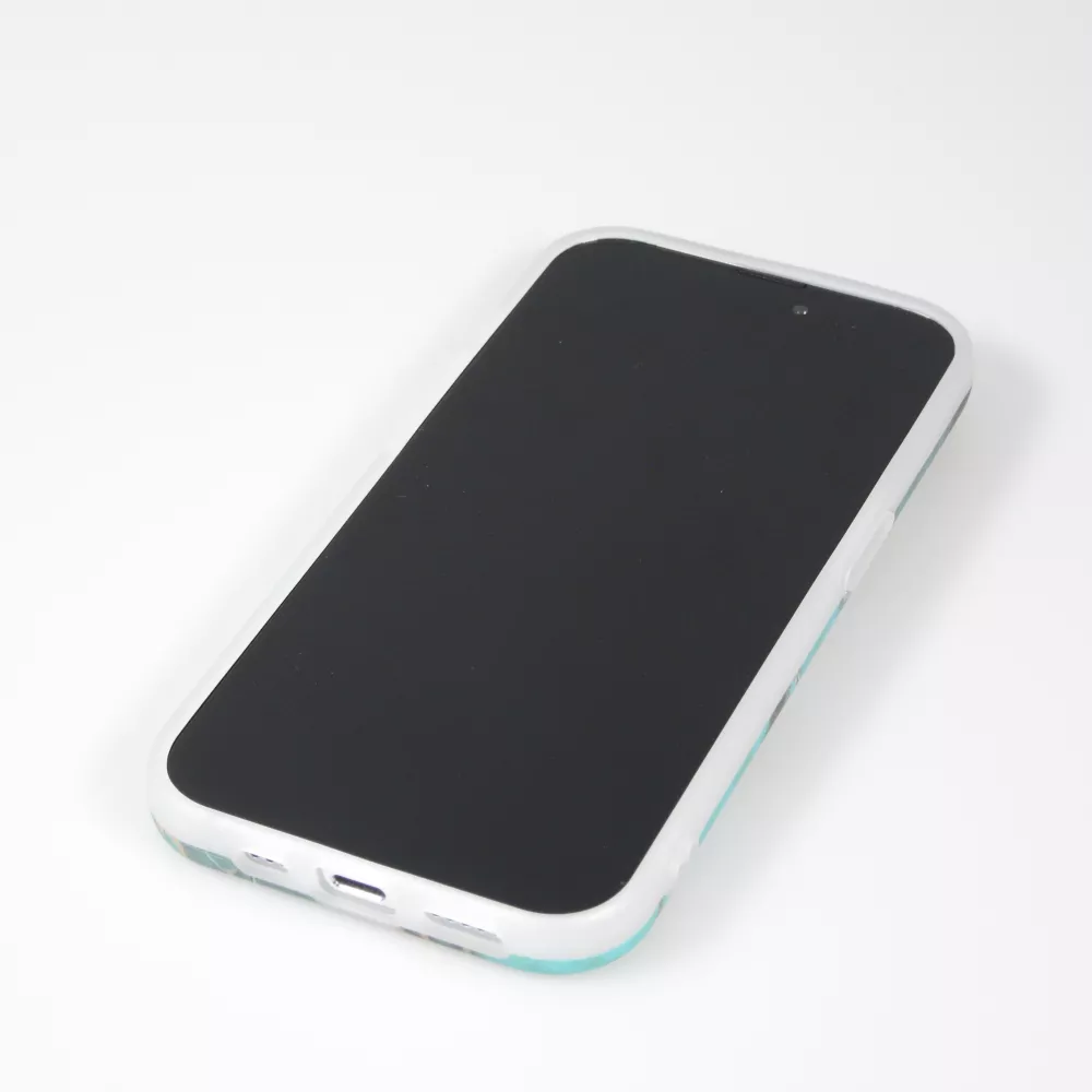 iPhone 14 Pro Max Case Hülle - Mattes Silikon mit aufgedrucktem Marmoreffekt - Grün