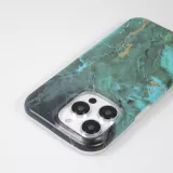 iPhone 14 Pro Max Case Hülle - Mattes Silikon mit aufgedrucktem Marmoreffekt - Grün